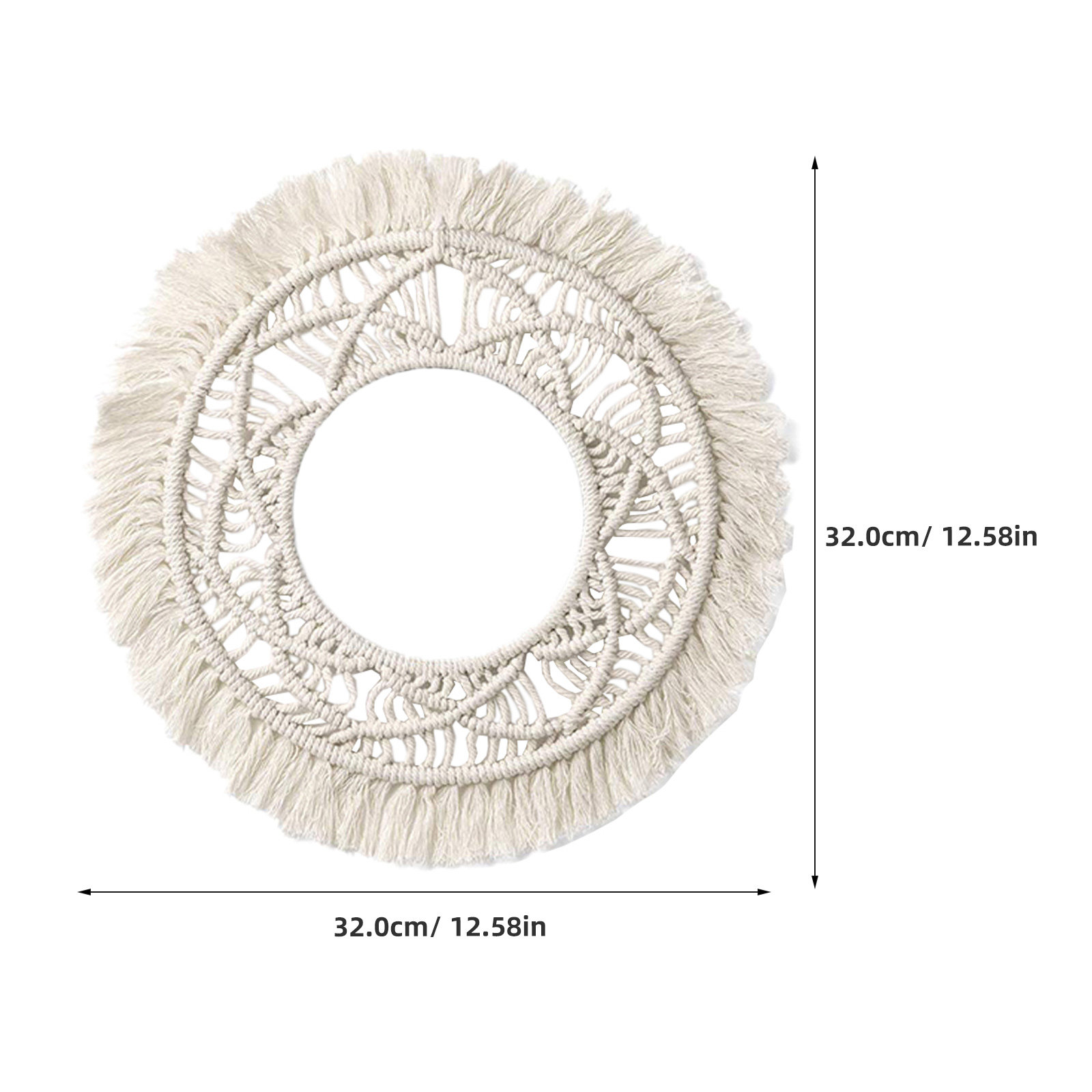 Macrame Wall Hanging - Bawełniany okrągły gobelin ścienny, szykowny, ręcznie