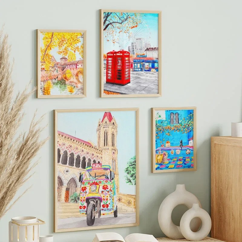 Home Decor Karachi - Kolorowe Londyn Karachi Krajobrazy Miejskie Prezent