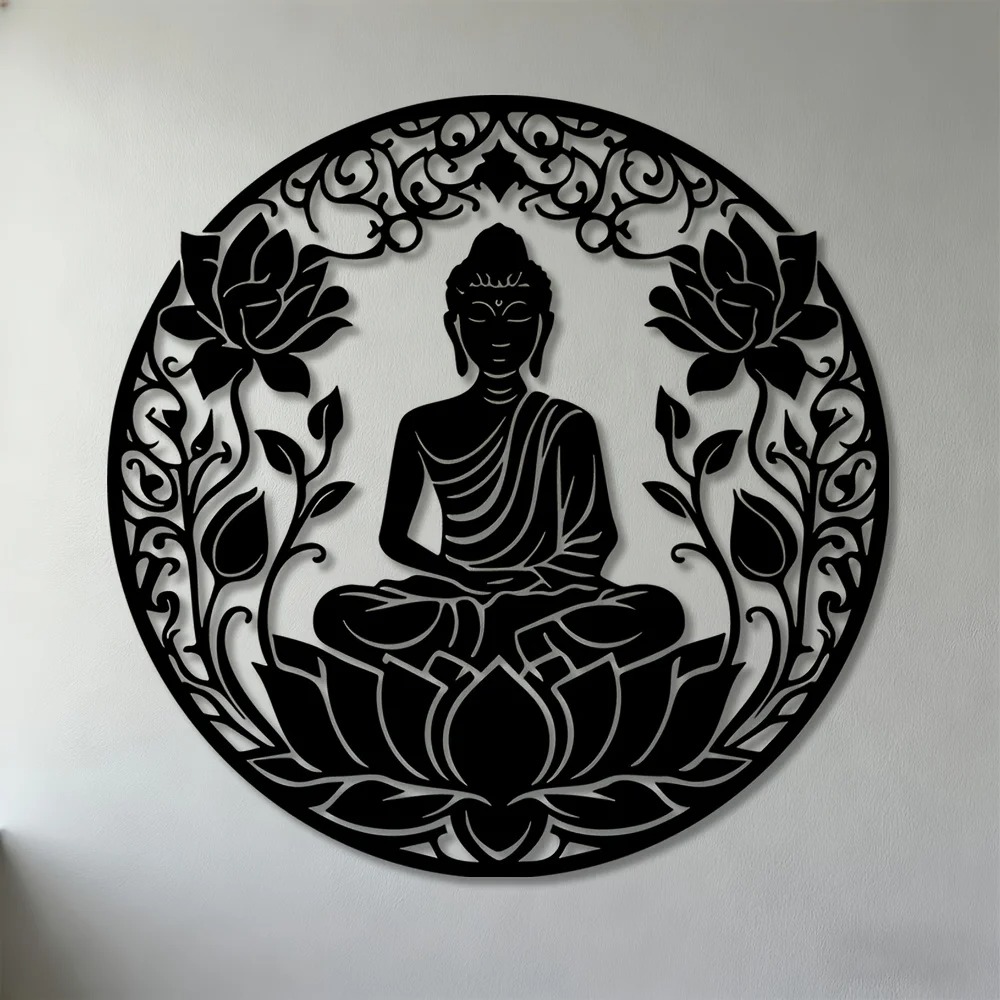 Home Decor Brand - Metalowa dekoracja ścienna 2D z Buddą,