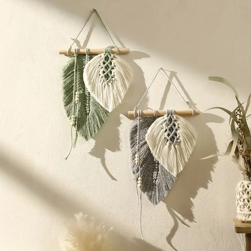 Macrame Wall Hanging - Ręcznie robiony wiszący liść makramy, gobelin