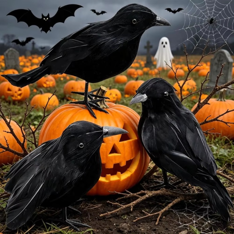 Home Decor Garden - 1 szt. Czarna Wrona Dekoracja Halloween