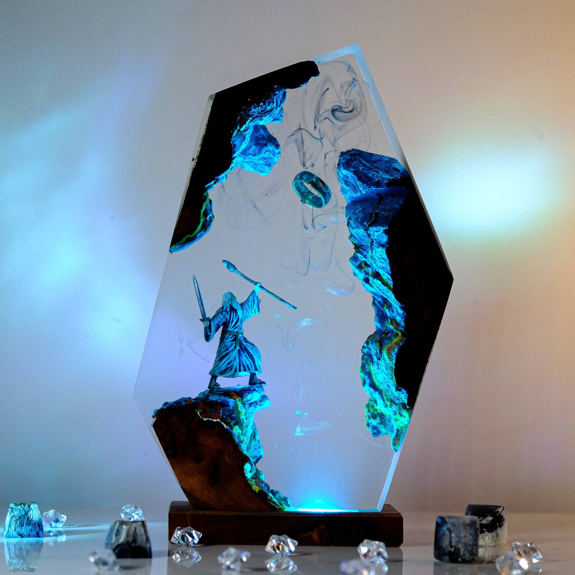 Home Decor Resin - Figurka z sceny filmowej, stolik, lampa