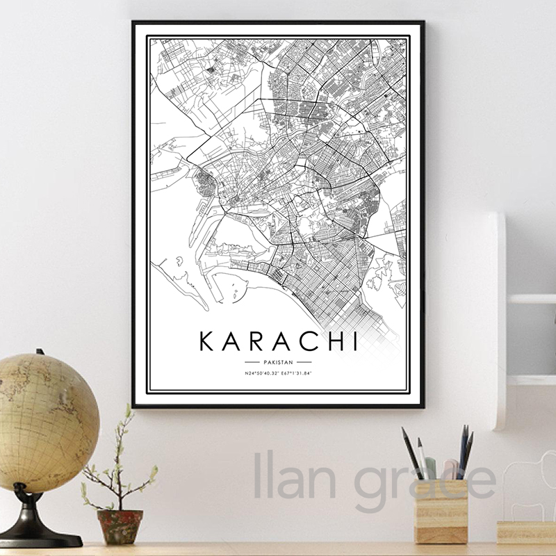 KARACHI mapa miasta plakat ISL – Home Decor Karachi recenzja i cena