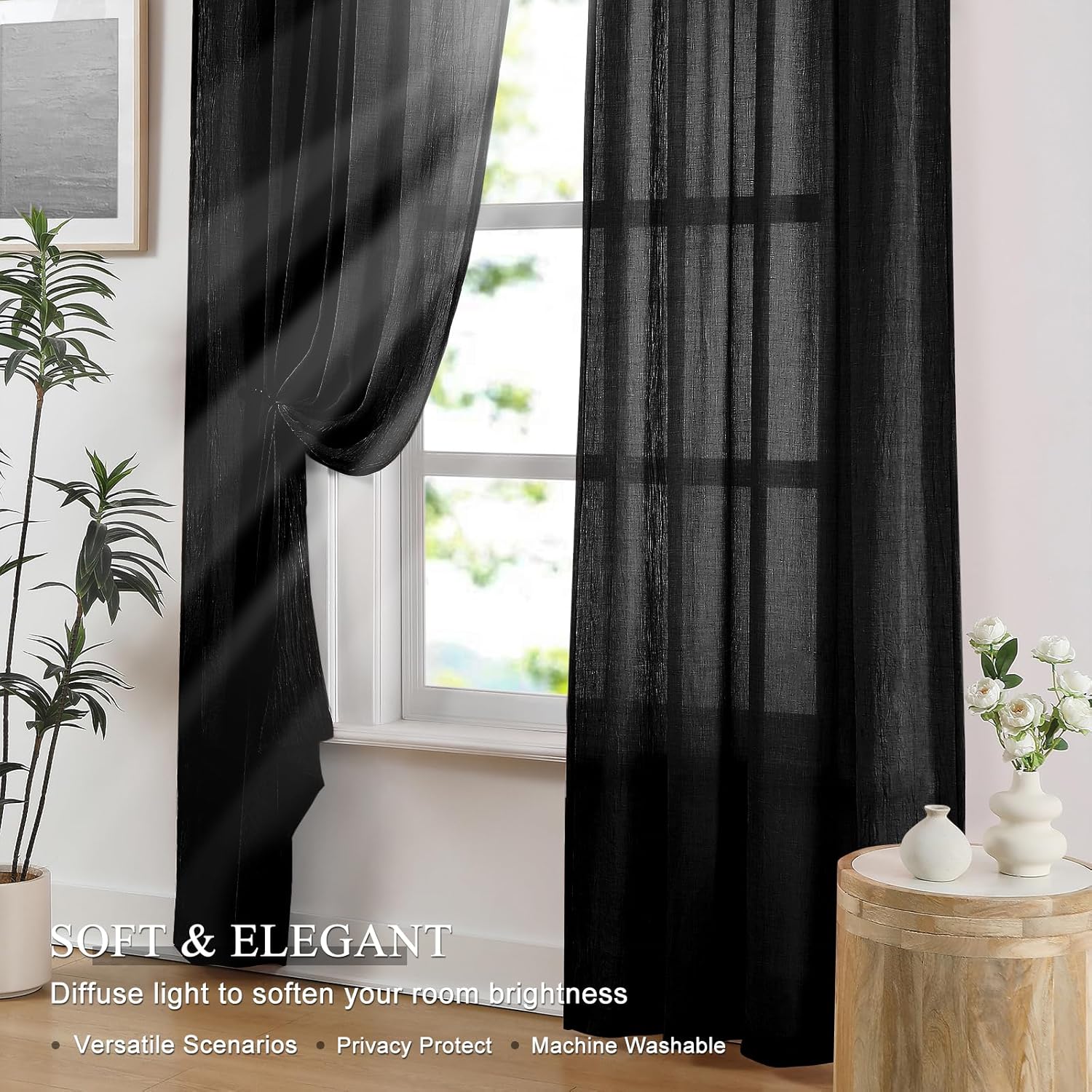 Czarne, przezroczyste zasłony  – Home Decor Window Blinds recenzja i cena